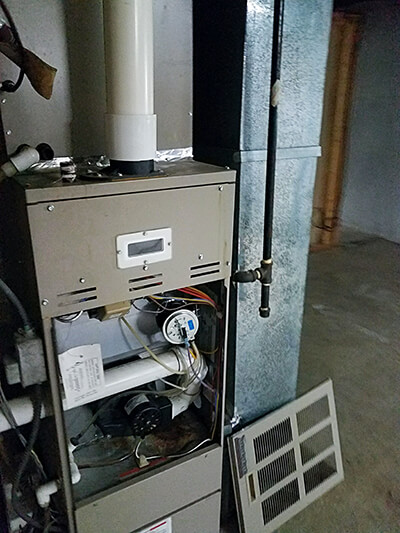 Furnace with front panel off